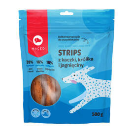 Maced Strips z kaczki, królika i jagnięciny przysmak dla psa 500 g