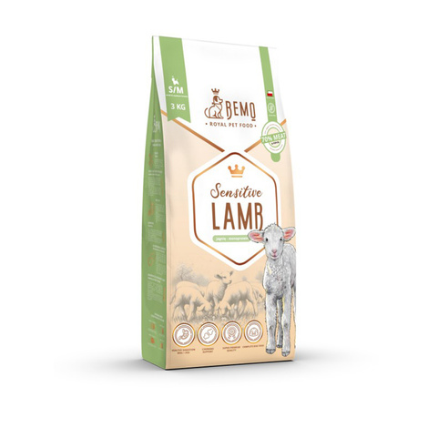 Bemo Sensitive – hipoalergiczna, monobiałkowa karma bezzbożowa z jagnięciną dla psów małych i średnich ras S/M 3 kg