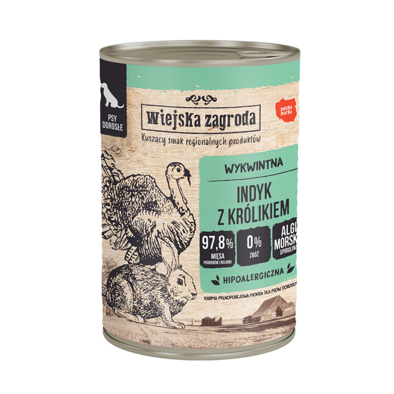 Wiejska Zagroda Karma mokra dla psa Indyk z królikiem 400 g