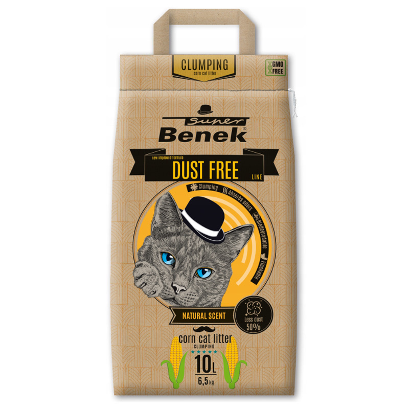 Super Benek Dust Free Natural Kukurydziany żwirek dla kotów 10 l