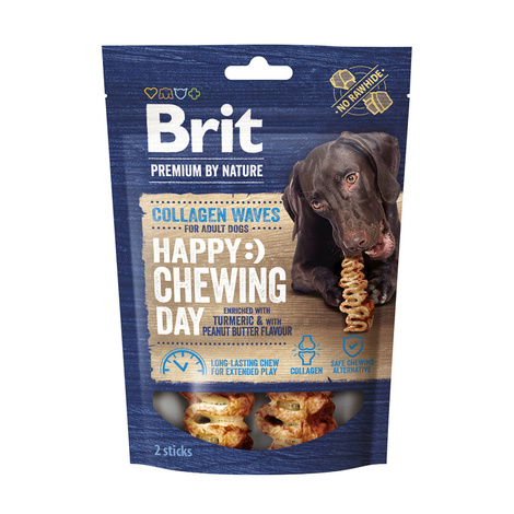 Brit Premium by Nature Collagen Waves Kolagenowe falbanki dla psa przysmak z masłem orzechowym i kurkumą 12cm/2 szt