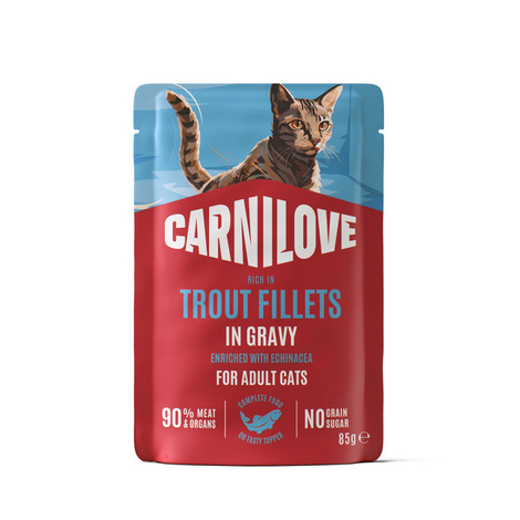 Carnilove Cat Pouch Karma mokra dla kotów Filet z pstrąga w sosie z jeżówką 85 g
