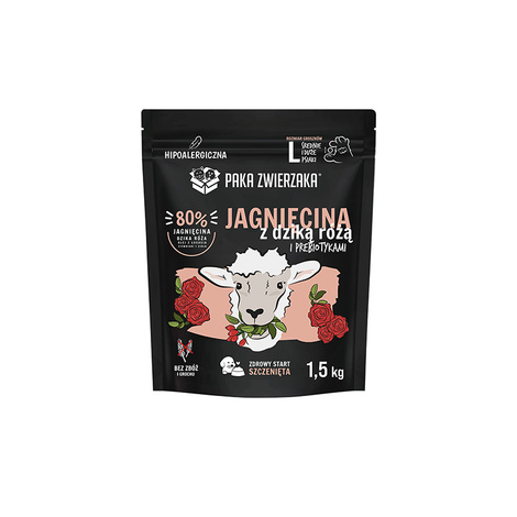 Paka Zwierzaka karma sucha dla psa jagnięcina z dziką różą Puppy L 1,5 kg