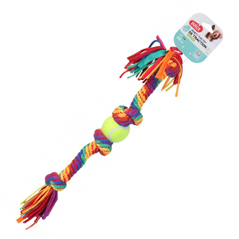 ZOLUX Szarpak dla psa – Sznur z piłką tenisową RAINBOW 60 cm