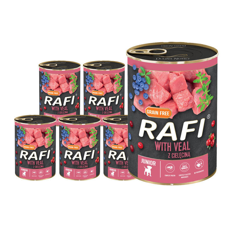 Mokra karma dla psa Rafi junior z cielęciną zestaw 6 x 400 g