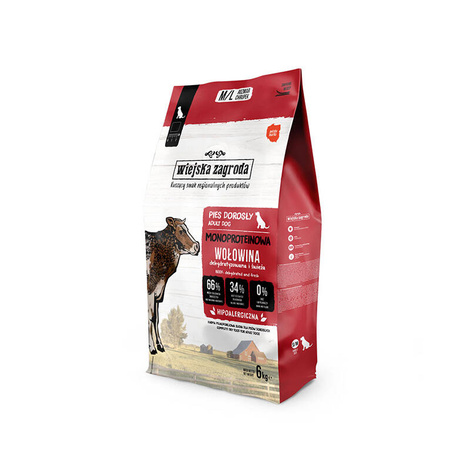 Wiejska Zagroda karma sucha dla psa monobiałkowa wołowina chrupki M/L 6kg