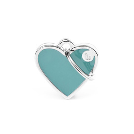 Zawieszka Adresówka Identyfikator z grawerem dla psa i kota serce turkusowe z obramówką S