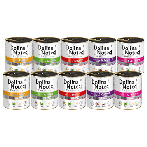 Mokra karma dla psa Dolina Noteci Premium mix smaków bez ryb i kurczaka zestaw 10 x 800 g