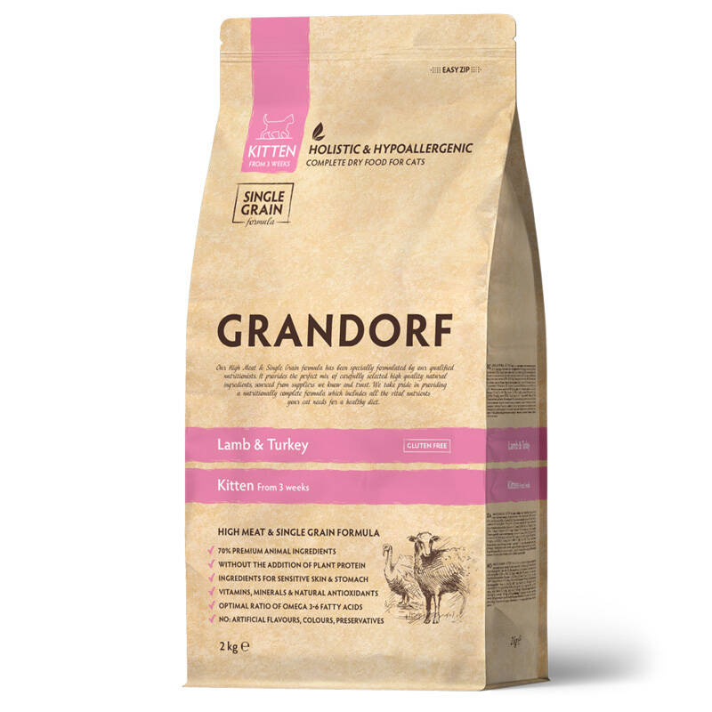 Grandorf Lamb & Turkey Karma sucha dla kotów kociąt z jagnięciną i indykiem 2 kg