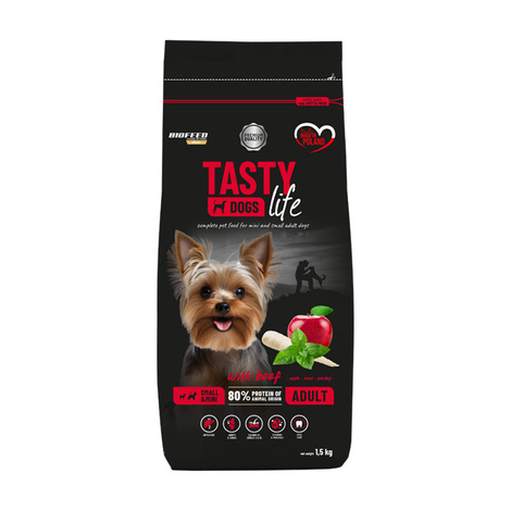 Biofeed Tasty Dogs Life Karma sucha dla psów z wołowiną mini i małe rasy 1,5 kg