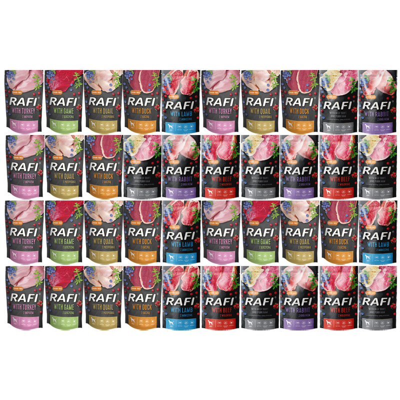 Mokra karma dla psa Rafi mix smaków 40 x 500 g