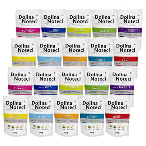 Mokra karma dla psa Dolina Noteci Premium zestaw mix smaków 20 x 500 g