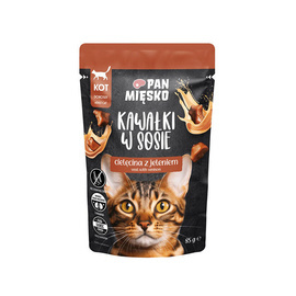 Pan Mięsko Karma mokra dla kota Kawałki w sosie Cielęcina z jeleniem 85 g