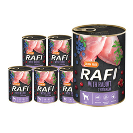 Mokra karma dla psa Rafi z królikiem zestaw 24 x 400 g