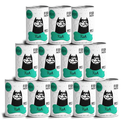 Paka Zwierzaka Karma mokra dla psa PEPE Fish (ryby) zestaw 12 x 400 g