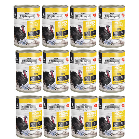 Wiejska Zagroda mokra karma monobiałkowa dla psa indyk dla szczeniąt zestaw 12 x 400 g