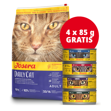 Josera Daily Cat sucha karma dla kota 10 kg + gratis 4 puszki karmy mokrej 85 g  