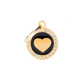 Zawieszka Adresówka Identyfikator z grawerem dla psa i kota kółko z sercem złote glam