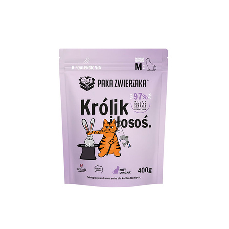 Paka Zwierzaka karma sucha dla kota królik i łosoś M 400 g