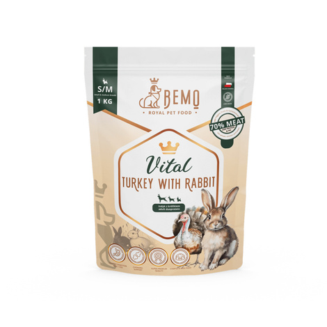 Bemo Vital Karma sucha dla psa z indykiem i królikiem wzmacniająca odporność S/M 1 kg