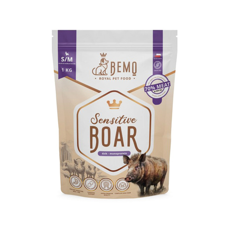 Bemo Sensitive Boar - hipoalergiczna, monobiałkowa karma sucha z dziczyzną dla dorosłych psów małych i średnich ras S/M 1 kg