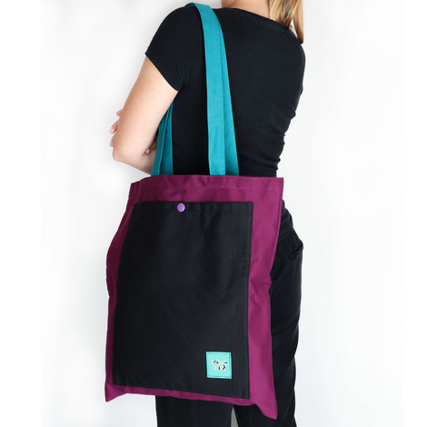 Spółka Zoo Design Materiałowa torba z kieszenią fioletowo-czarna