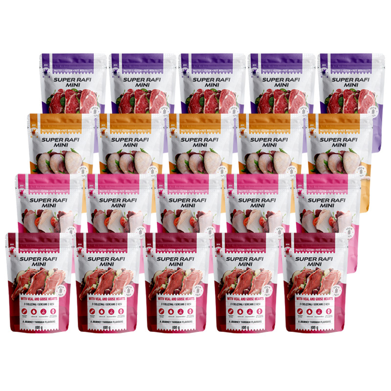 Super Rafi Mini Mokra karma dla psów małych ras mix smaków zestaw 20 x 100 g