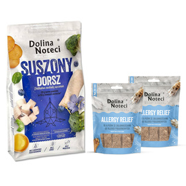 Karma suszona dla psa Dolina Noteci Premium dorsz 9 kg + gratis 2 x Smart Chews Allergy Relief dla psa ze skłonnościami do alergii