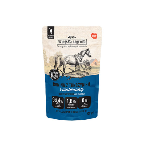Wiejska Zagroda mokra karma dla kota konina z tuńczykiem i walerianą 100 g