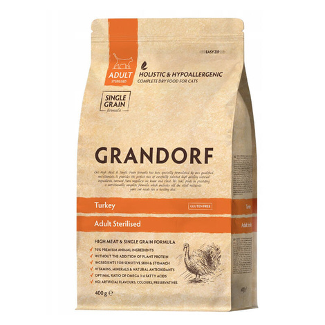 Grandorf Turkey Karma sucha dla kota sterylizowanego z indykiem 400 g
