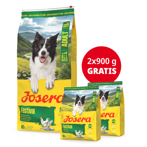 Josera Adult Festival Sucha karma dla psa z łososiem i kurczakiem 12,5 kg + gratis Josera Adult Festival Karma sucha dla psa z łososiem i kurczakiem 900 g x 2 