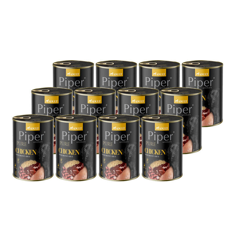 Mokra karma dla psa Piper Pure kurczak z ryżem brązowym zestaw 12 x 400 g