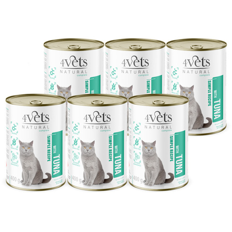 4Vets Natural Mokra karma dla kota z tuńczykiem zestaw 6 x 400 g