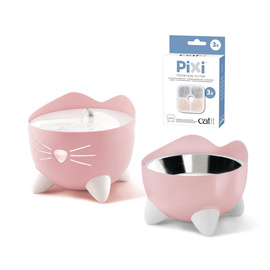 Pixi Fountain Combo Zestaw poidło dla kota 2,5 l różowe + miska + opakowanie filtrów CH-7216 gratis
