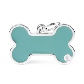 Zawieszka Adresówka Identyfikator z grawerem dla psa i kota kość turkusowa z obramówką XL