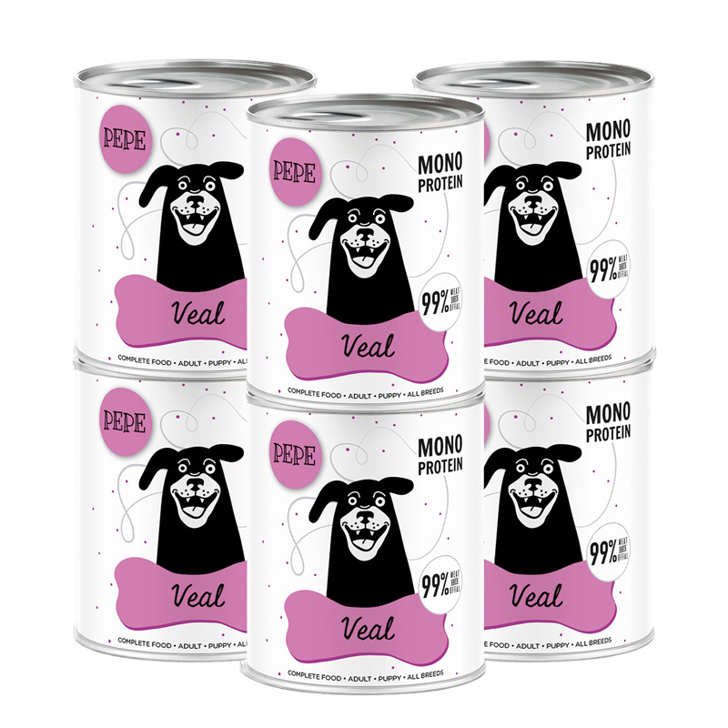 Paka Zwierzaka PEPE Veal Karma mokra dla psa cielęcina zestaw 6 x 800 g