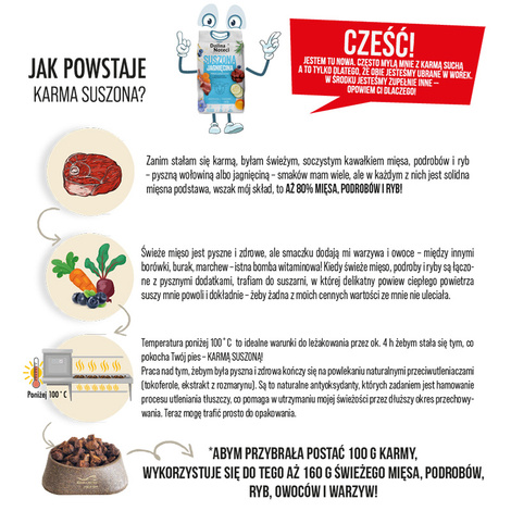 Karma suszona dla psa Dolina Noteci Premium dla dorosłych psów małych ras – jagnięcina z krewetkami 150 g