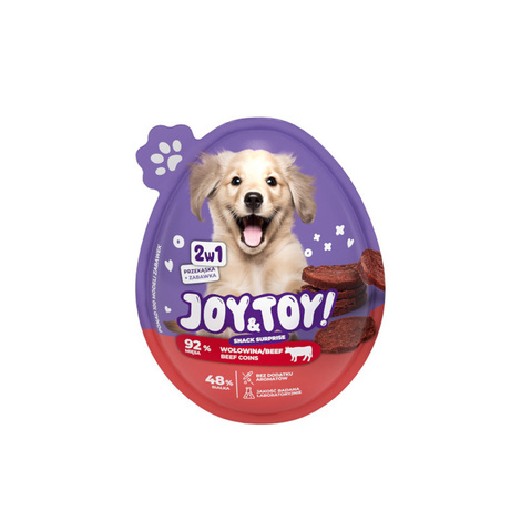 Joy&Toy Jajko niespodzianka 2w1 dla psa przekąska o smaku wołowiny + zabawka
