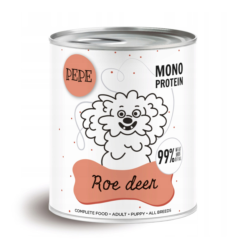 Paka Zwierzaka PEPE Roe deer Karma mokra dla psa sarna 800 g