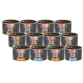Mokra karma dla psa Mini Rafi 12 x 185 g z kaczką i z jagnięciną MIX