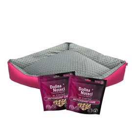 Legowisko narożnik dla psa rozmiar M szare 70 x 70 cm + 2 opakowania Training Treats Antioxidant Care GRATIS