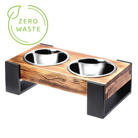Podwójna miska dla psa lub kota na drewnianym stojaku LOFT 0,9L roz. M