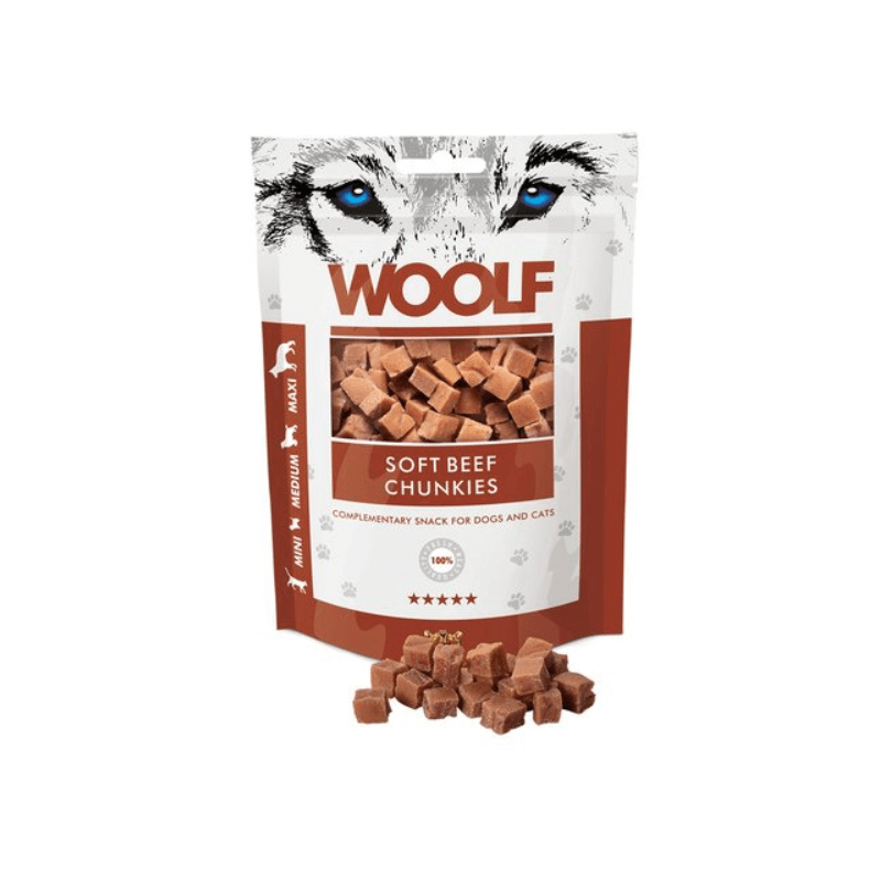 Woolf przysmak dla psa kawałki wołowiny 100g