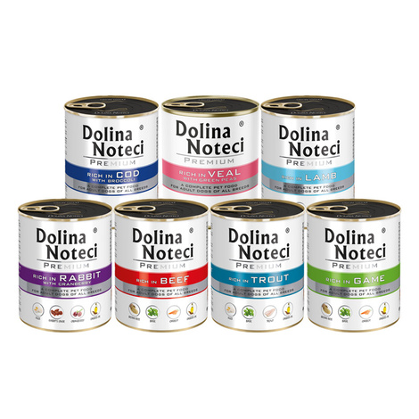 Mokra karma dla psa Dolina Noteci Premium mix smaków bez drobiu zestaw 7 x 800 g