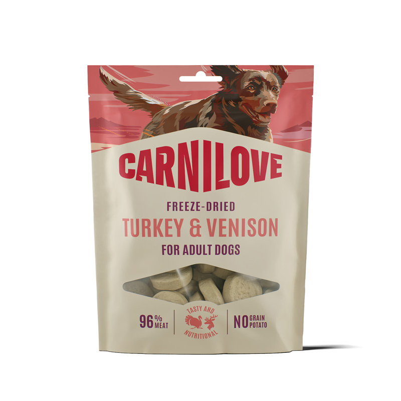 Carnilove Dog Freeze Dried Liofilizowane przysmaki mięsne dla psów Indyk z dziczyzną 60 g