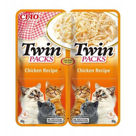 INABA Twin Packs Karma dla kota Szarpane kawałki mięsa w galaretce z kurczakiem 2 x 40 g