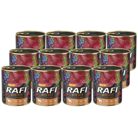Mokra karma dla psa Rafi z jeleniem zestaw 12 x 800 g