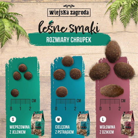 Wiejska Zagroda karma sucha dla psa wołowina z dzikiem chrupki duże 9 kg