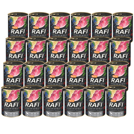 Mokra karma dla psa Rafi żołądki wołowe z szynką zestaw 24 x 400 g