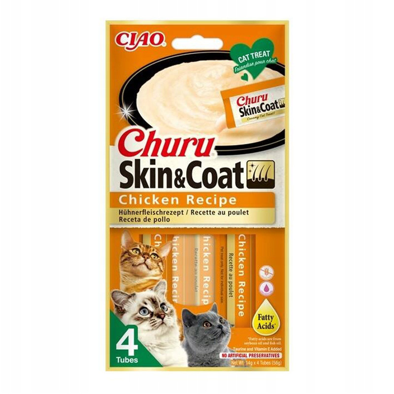 Inaba Churu Skin&Coat Kremowy przysmak dla kota o smaku kurczaka 4 x 14 g